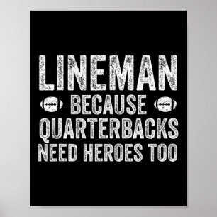 Lineman för kvarterbackarna behöver Heroes Footbal Poster