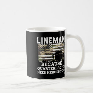 Lineman Fotboll Present Patriotisk Amerikansk Flag Kaffemugg