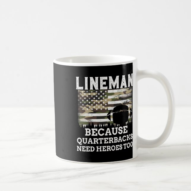 Lineman Fotboll Present Patriotisk Amerikansk Flag Kaffemugg (Höger)