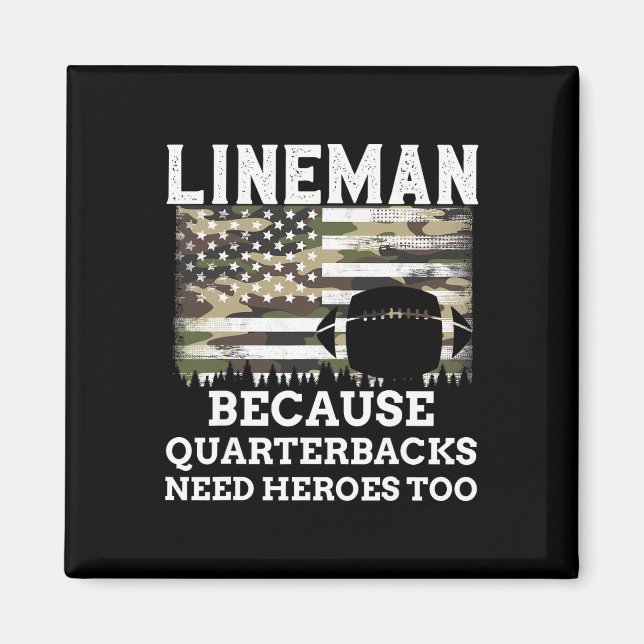 Lineman Fotboll Present Patriotisk Amerikansk Flag Magnet (Framsidan)
