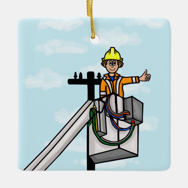 Lineman i Bucket Personlig Namn Ornament (Framsida)