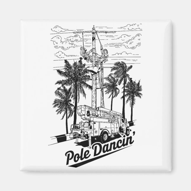 Lineman Le Dancin' Electrician Gift For Men Husban Magnet (Framsidan)