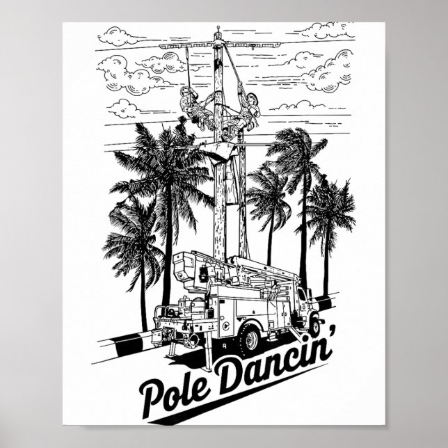 Lineman Le Dancin' Electrician Gift For Men Husban Poster (Framsidan)