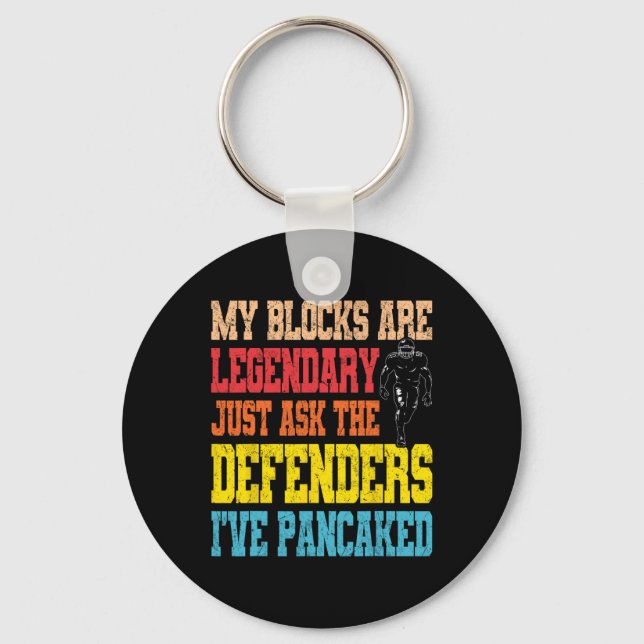 Lineman Legendary Pancake Blocks Funny Football Pl Nyckelring (Framsida)