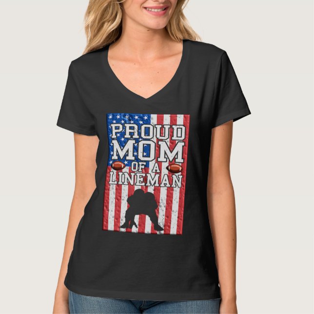 Lineman Mom Linemom American Football Linemen Prou T Shirt (Framsida)