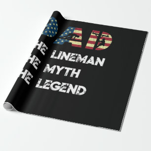 Lineman Pappa Pappa Myth Legend American Flagga Presentpapper