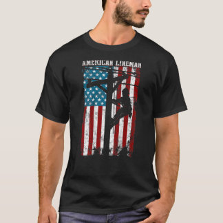 Lineman presenterar American flagga Electric Cable T Shirt