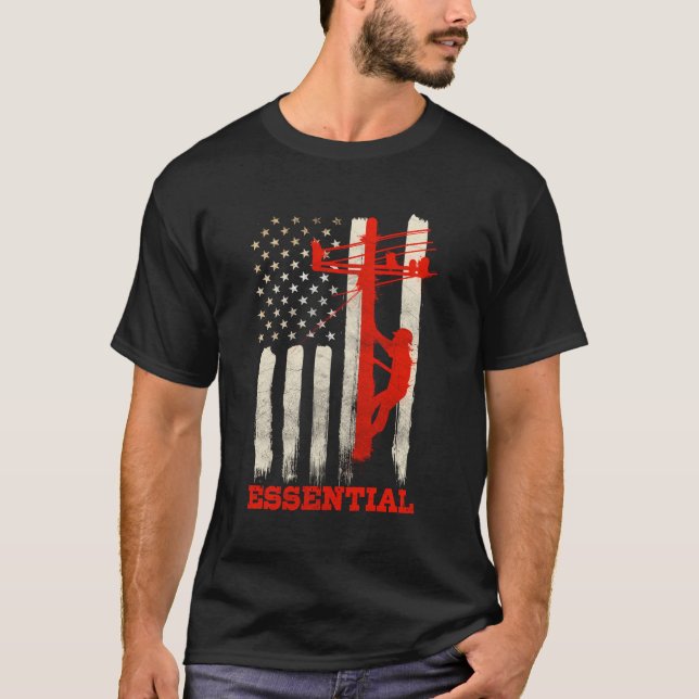 Lineman presenterar linjefärgbild på baksidan av s t shirt (Framsida)