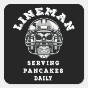 Lineman serverar pancakes daglig fotboll fyrkantigt klistermärke