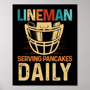 Lineman serverar Pancakes Daily Football Offensien Poster