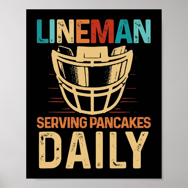 Lineman serverar Pancakes Daily Football Offensien Poster (Framsidan)