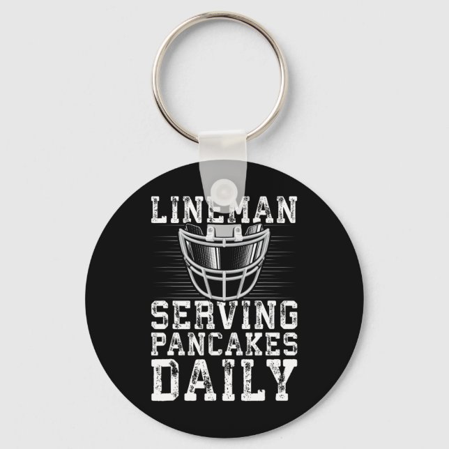 Lineman Serving Pancakes Daily Football Lineman Nyckelring (Framsida)