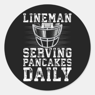 Lineman Serving Pancakes Daily Football Lineman Runt Klistermärke