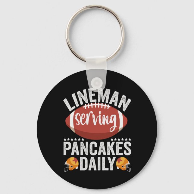 Lineman Serving Pancakes Daily Funny Football Gift Nyckelring (Framsida)