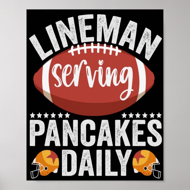 Lineman Serving Pancakes Daily Funny Football Gift Poster (Framsidan)