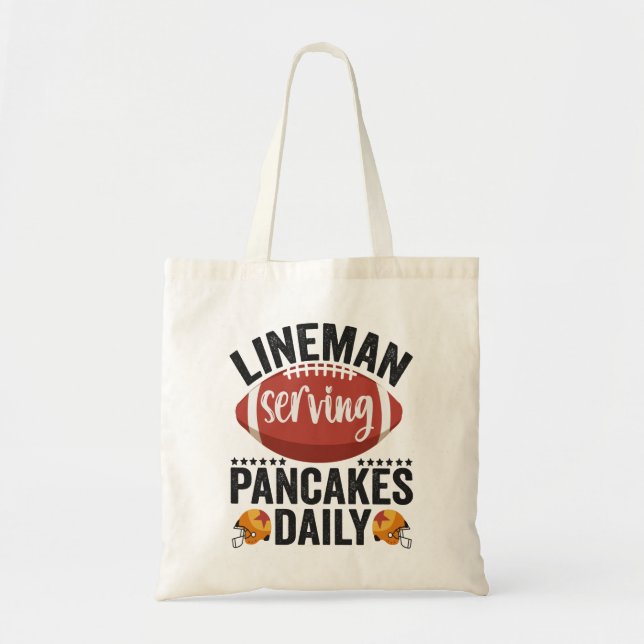 Lineman Serving Pancakes Daily Funny Football Gift Tygkasse (Framsidan)