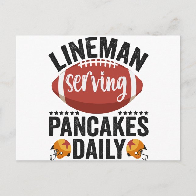 Lineman Serving Pancakes Daily Funny Football Gift Vykort (Framsida)