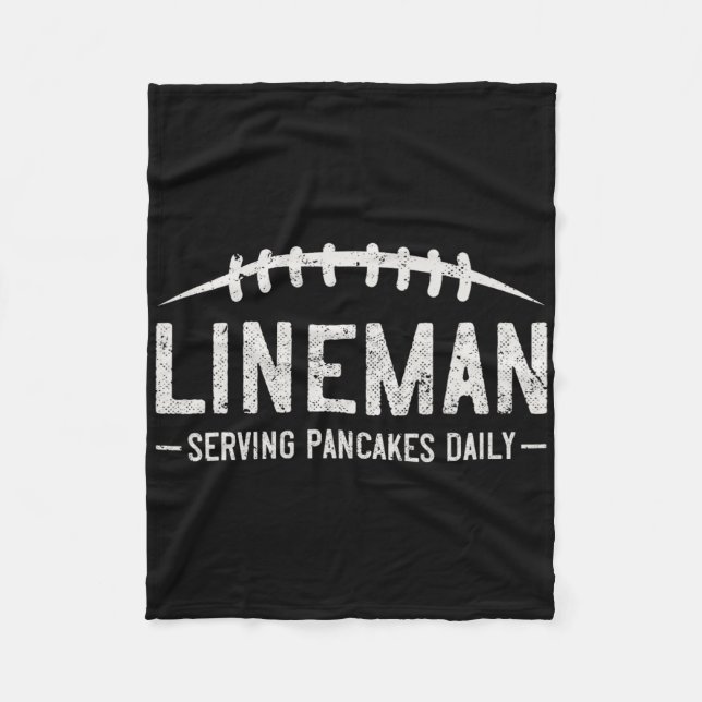 Lineman Serving Pancakes Daily Funny Vintage Footb Fleecefilt (Framsidan)
