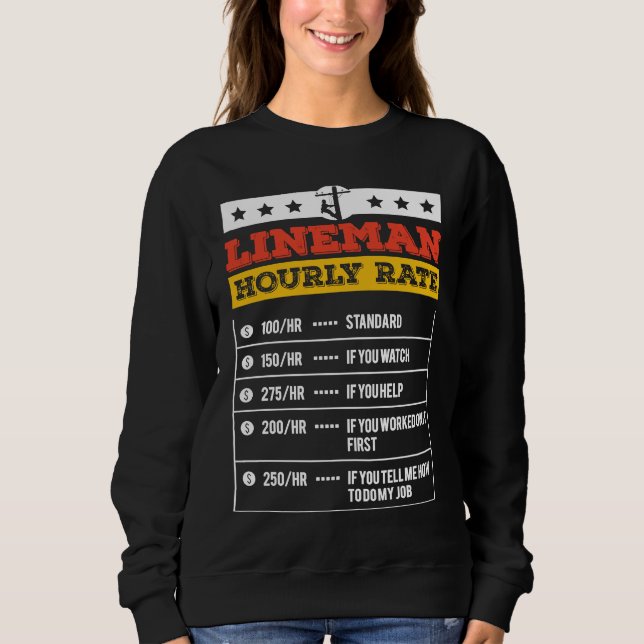 Lineman Tools Hourly Rate Powerline Worker Electri T Shirt (Framsida)
