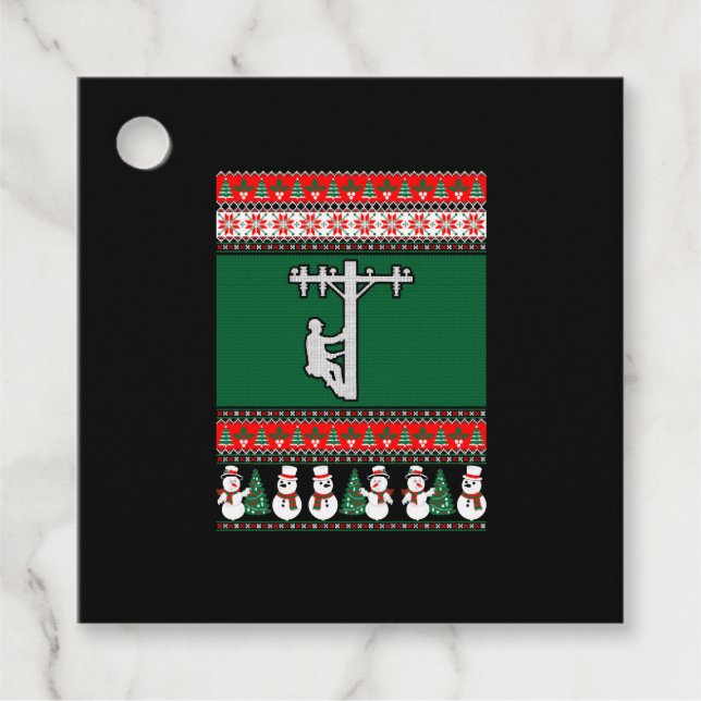 Lineman Ugly jul Sweater Gåvor Etiketter (Framsida)