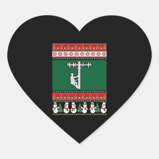 Lineman Ugly jul Sweater Hjärtformat Klistermärke