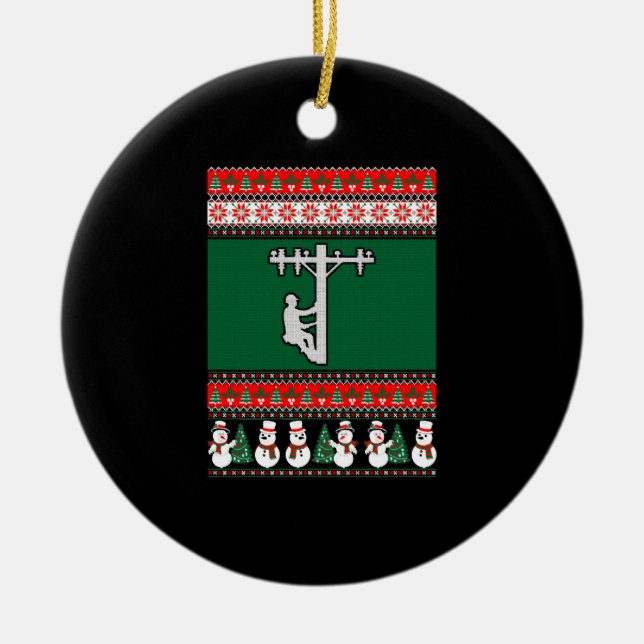 Lineman Ugly jul Sweater Julgransprydnad Keramik (Framsidan)