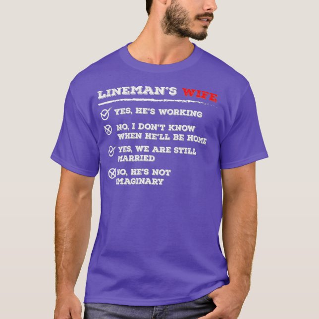 Lineman Wife American Electrician Cable Wire T Shirt (Framsida)