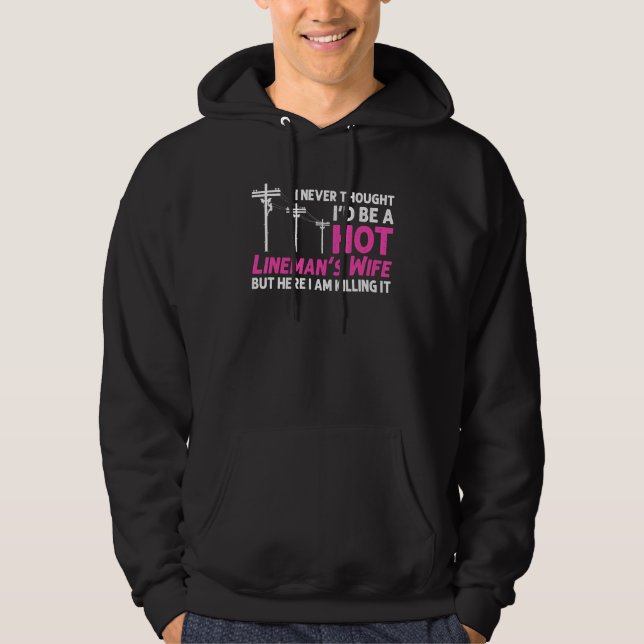 Lineman Wife design för kvinnor Lineman LineWorker Hoodie (Framsida)
