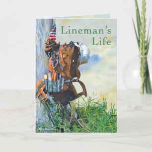 Lineman's Life Original Painting and Dikt Kort