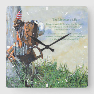 Lineman's Life Wall Clock Fyrkantig Klocka