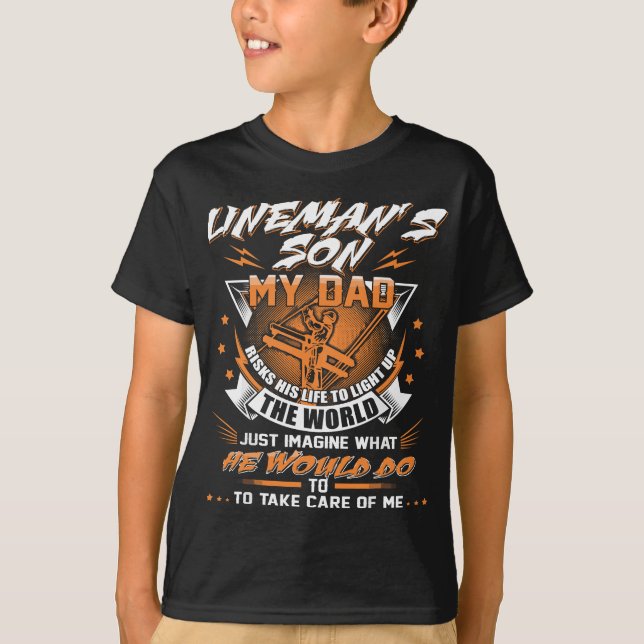 Lineman's Son Proud Lineman Fars dag Julafton Gift T Shirt (Framsida)