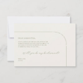 Linen Arch Minimalist Bridesmaid Proposal Card Meddelande