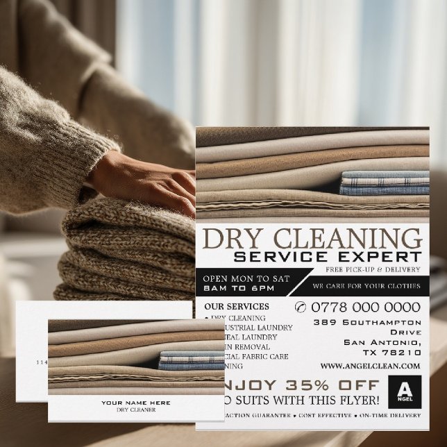 Linen Bedsheet, Dry Cleaners, Städning Service Reklamblad (Skapare uppladdad)