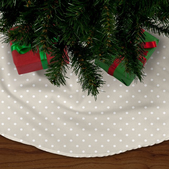 Linen Beige Cute Polka dots Julgransmatta Borstad Polyester (Skapare uppladdad)