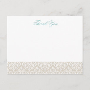 Linen Beige Elegant Damask Tackkort-kort Tack Kort