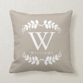 Linen Beige Elegant Monogram Kudde
