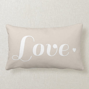 Linen Beige Kärlek Hjärta Lumbarkudde