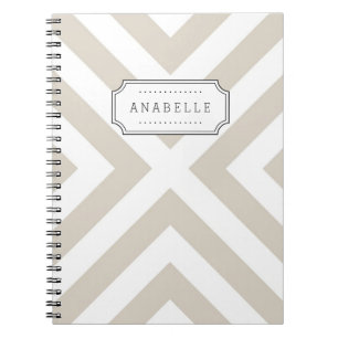 Linen Beige Mod X Chevron Monogram Anteckningsbok Med Spiral