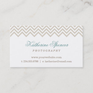 Linen Beige Modern Chevron och Polka dots Visitkort