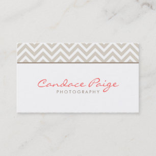 Linen Beige Modern Chevron Rand Visitkort