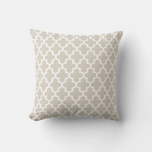 Linen Beige Modern Moroccan Mönster Kudde (Framsida)