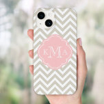 Linen Beige och Rosa Chevron Anpassningsbar Monogr<br><div class="desc">personlig av telefonfodral för snyggt med anpassningsbar med ditt inledande mongram,  namn eller annan anpassningsbar över ett sött trendig i mönster. Klicka på Anpassa om du vill lägga till egen text och egna foton och skapa en unik design av typen fodral!</div>