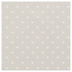 Linen Beige Polka Dot Hearts Tyg
