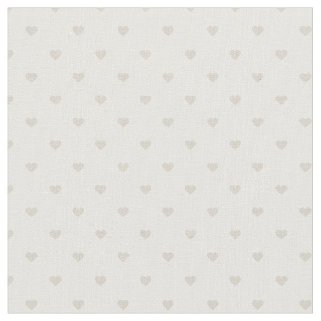 Linen Beige Polka Dot Hearts Tyg (Närbild)