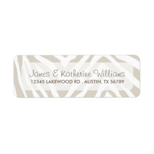 Linen Beige Zebra Animal Print Modern Bröllop Returadress Etikett