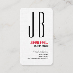 Linen Black Red White Monogram - minimalistisk mod Visitkort