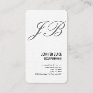Linen Black White Grått Monogram - minimalistisk m Visitkort