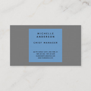 Linen Blue Grått Modern Plain Simple Professionell Visitkort