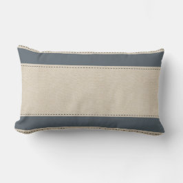 Linen Blue Rand Stitch Effect Pillow Lumbarkudde