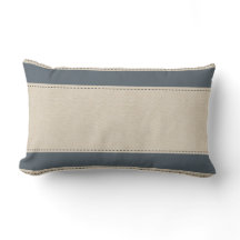 Linen Blue Rand Stitch Effect Pillow